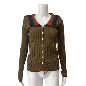 Gucci 2007 Brown Rust Cable Knit Wool Sweater size Medium